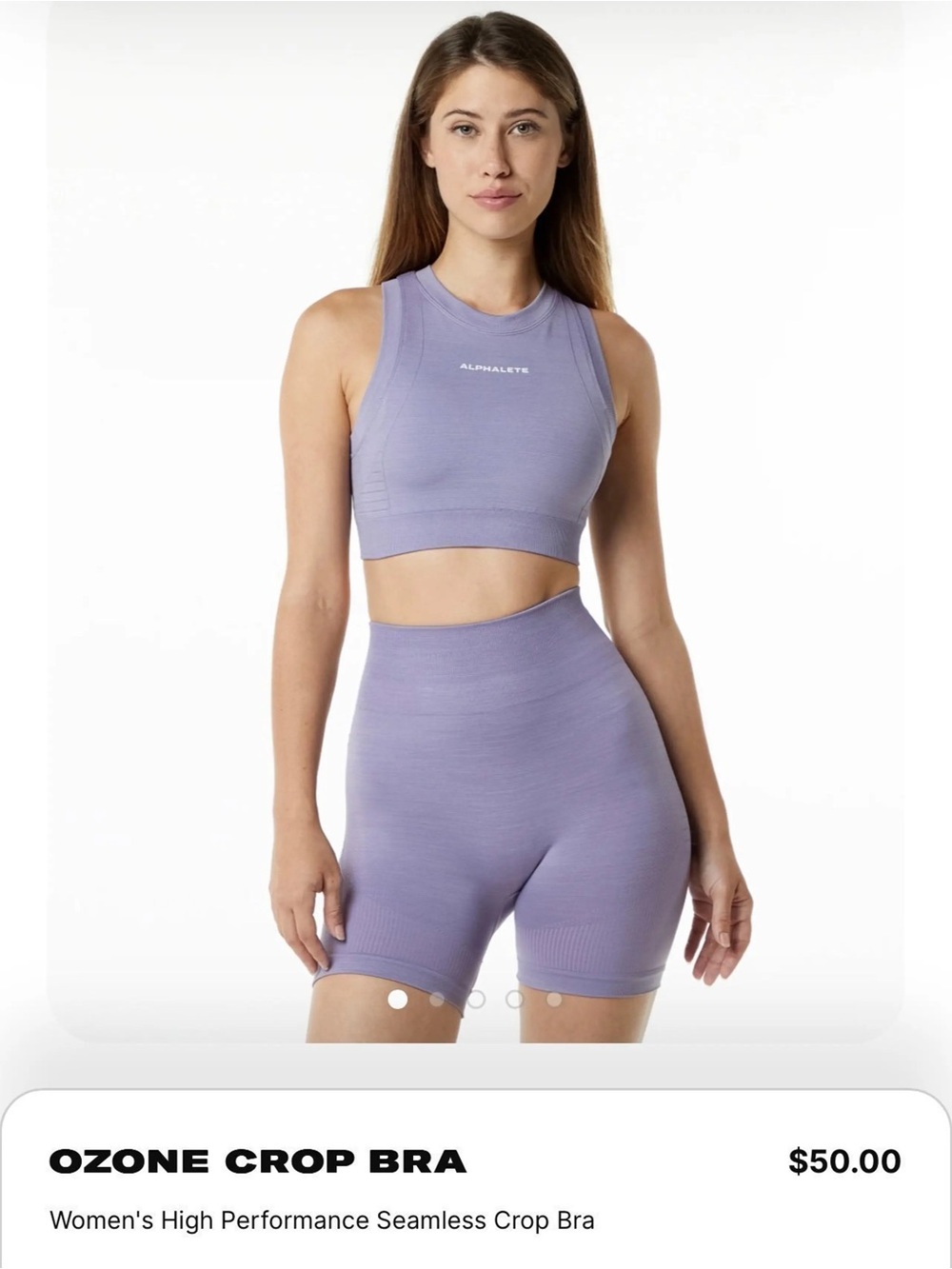 Alphalete Ozone Crop Bra High Neck Seamless Top (S)